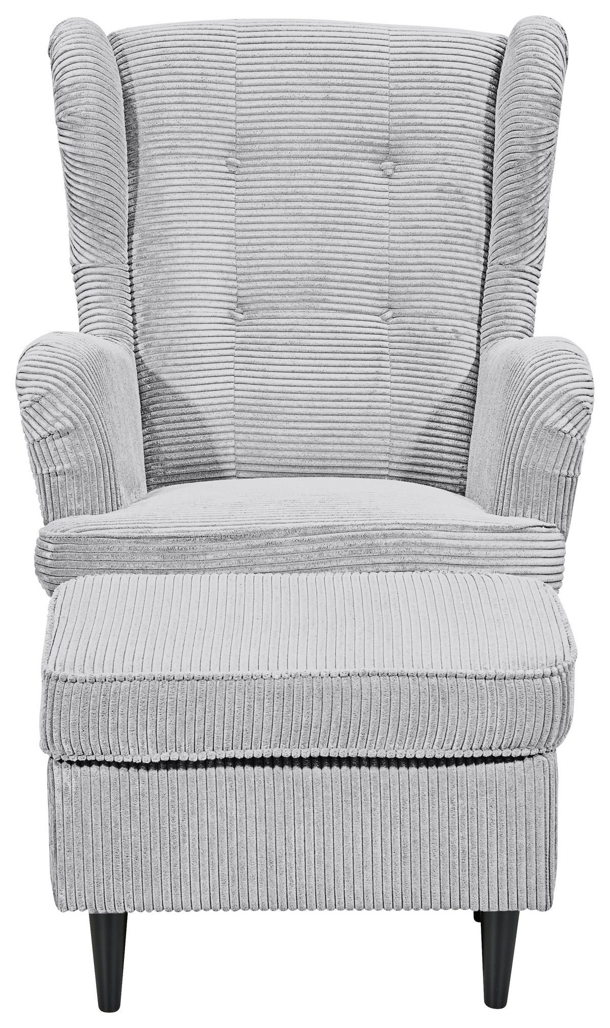 OHRENSESSEL in Cord Hellgrau  - Hellgrau/Schwarz, Basics, Holz/Textil (78/102/98cm) - MID.YOU