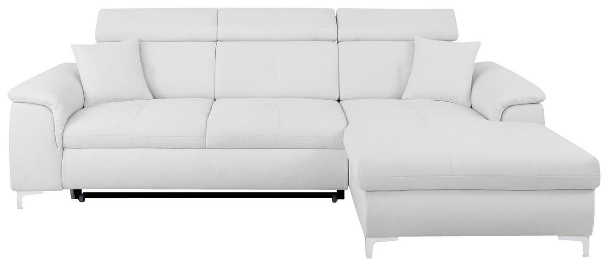 ECKSOFA in Flachgewebe Naturfarben  - Chromfarben/Naturfarben, KONVENTIONELL, Textil/Metall (268/175cm) - Carryhome