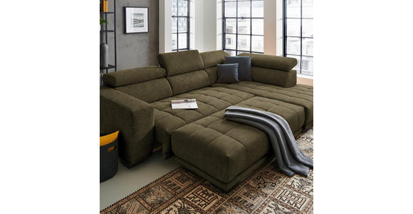 ECKSOFA in Mikrofaser Dunkelgrün 301/207 cm - Dunkelgrün/Schwarz, Design, Textil/Metall (301/207cm) - Xora