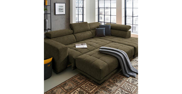 ECKSOFA in Mikrofaser Dunkelgrün  - Dunkelgrün/Schwarz, Design, Textil/Metall (301/207cm) - Xora