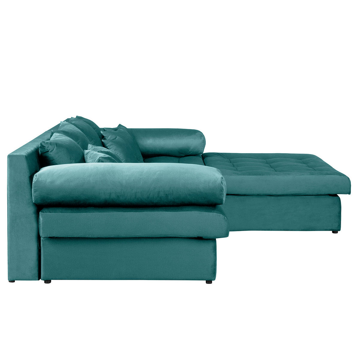 ECKSOFA Velours Blau  - Blau/Schwarz, Design, Kunststoff/Textil (284/243cm) - P & B