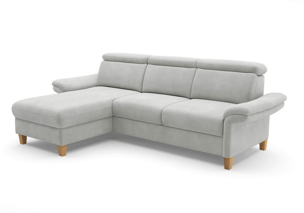 ECKSOFA GLENDALE E Silberfarben Flachgewebe  - Eichefarben/Silberfarben, KONVENTIONELL, Holz/Textil (166/253cm) - Sit & More