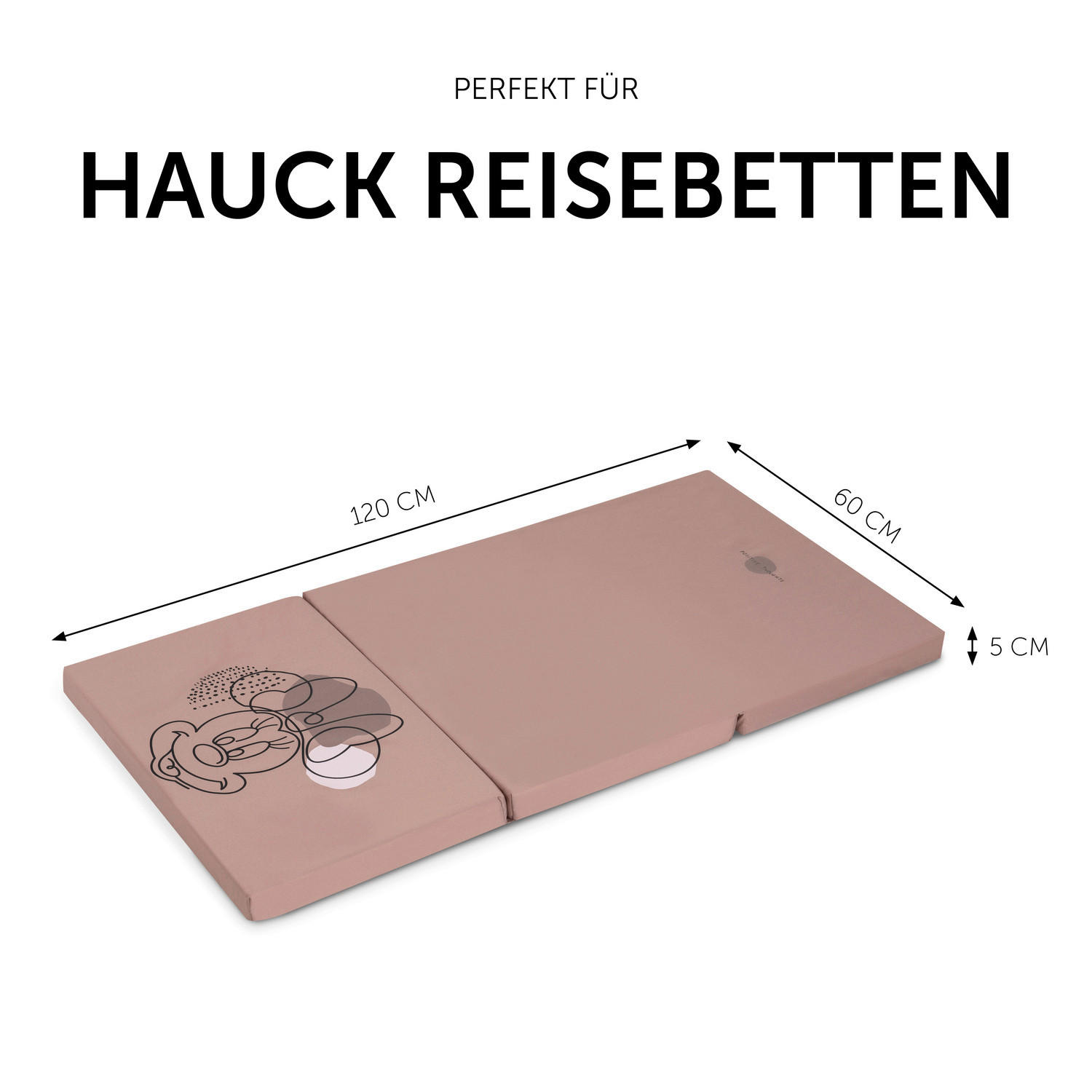 REISEBETTMATRATZE MICKEY & MINNIE   - Altrosa, Basics, Kunststoff (120/60/5cm) - Hauck