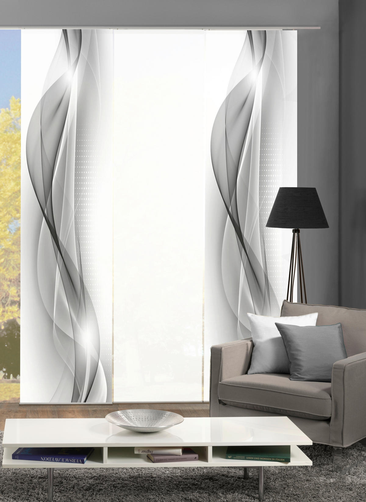FLÄCHENVORHANG NEBLANA  3 Stück  blickdicht   60/245 cm  - Grau, Basics, Textil (60/245cm)