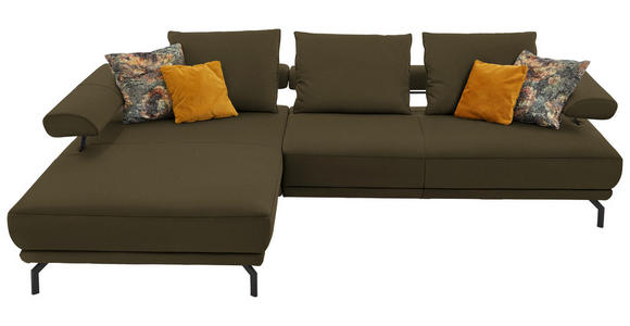 ECKSOFA in Echtleder Grün  - Schwarz/Grün, Design, Leder/Metall (224/305cm) - Dieter Knoll