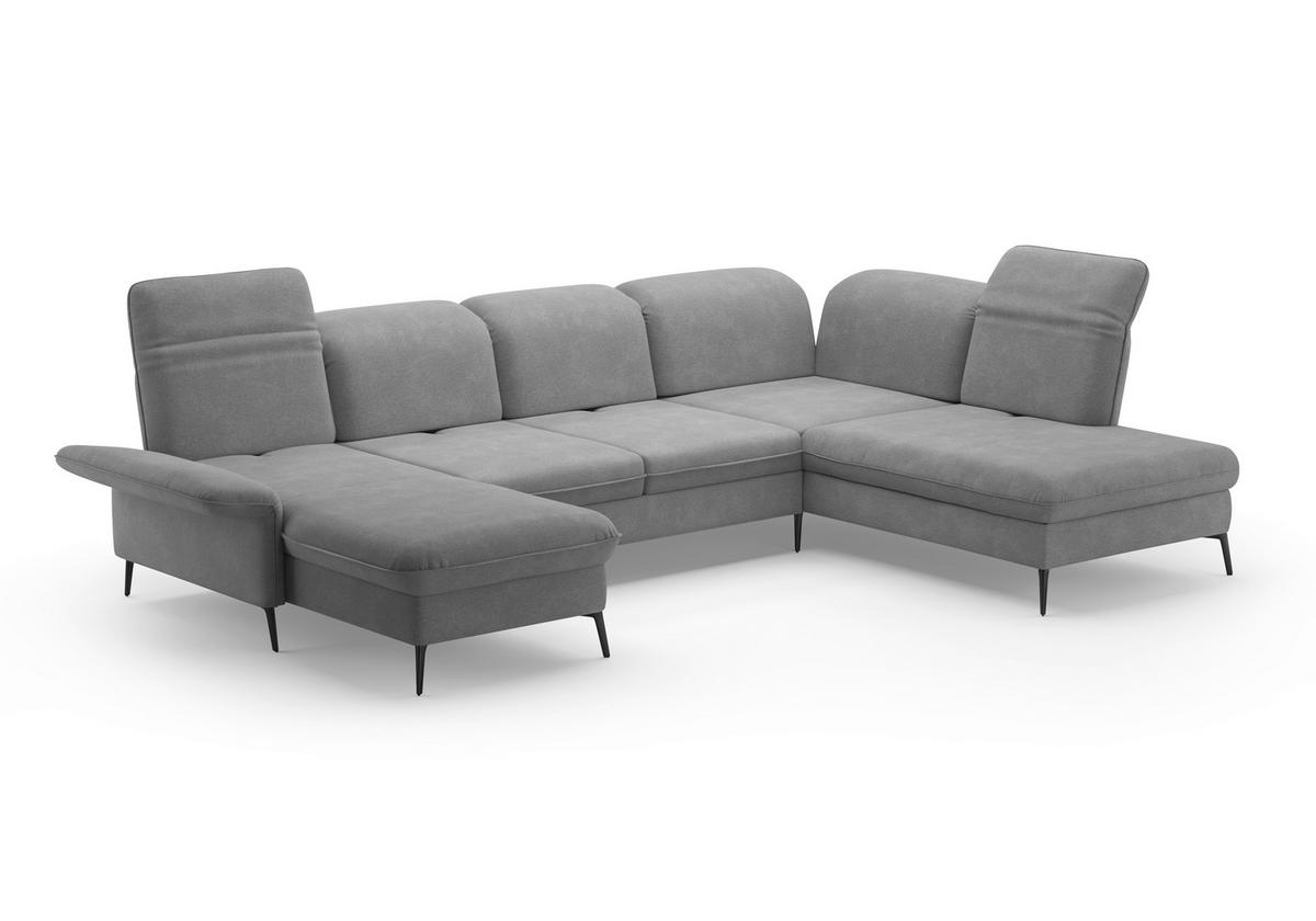 WOHNLANDSCHAFT in Flachgewebe Grau  - Schwarz/Grau, Konventionell, Textil/Metall (198/359/231cm) - Sit & More