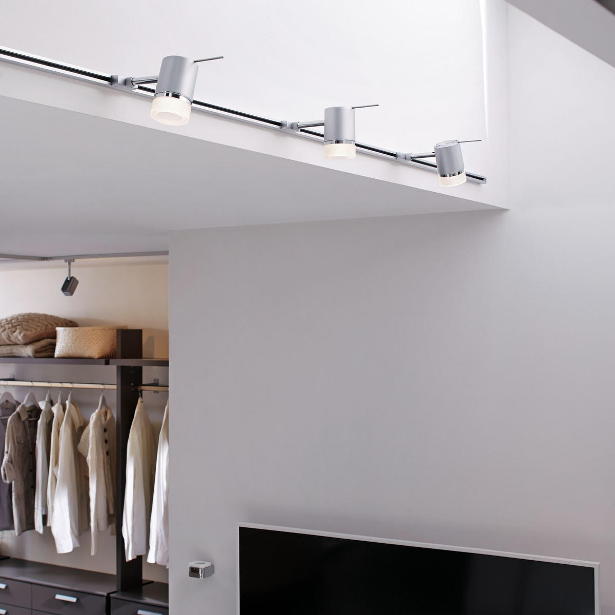 URAIL SCHIENENSYSTEM-STRAHLER - Chromfarben, Design, Glas/Metall (10/15cm) - Paulmann