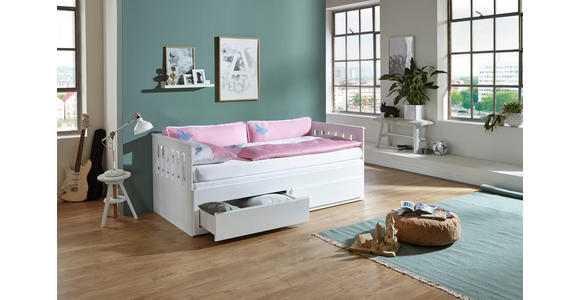 AUSZIEHBETT 90-180/200 cm  in Weiß  - Weiß, KONVENTIONELL, Holz/Holzwerkstoff (90-180/200cm) - Carryhome