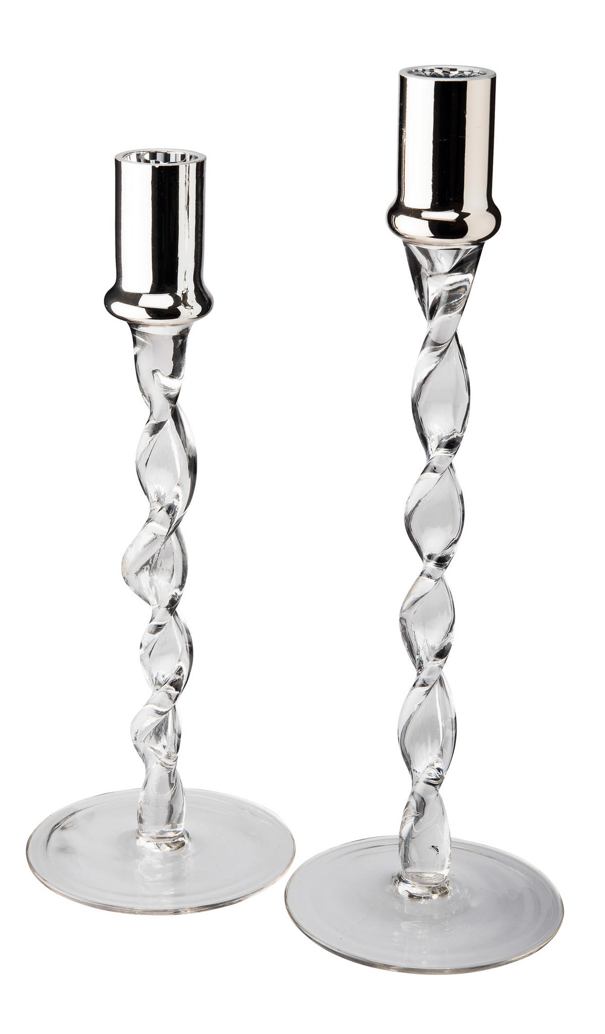 LJUSSTAKE SET  - kromfärg/transparent, Design, metall/glas (27cm) - Dorre
