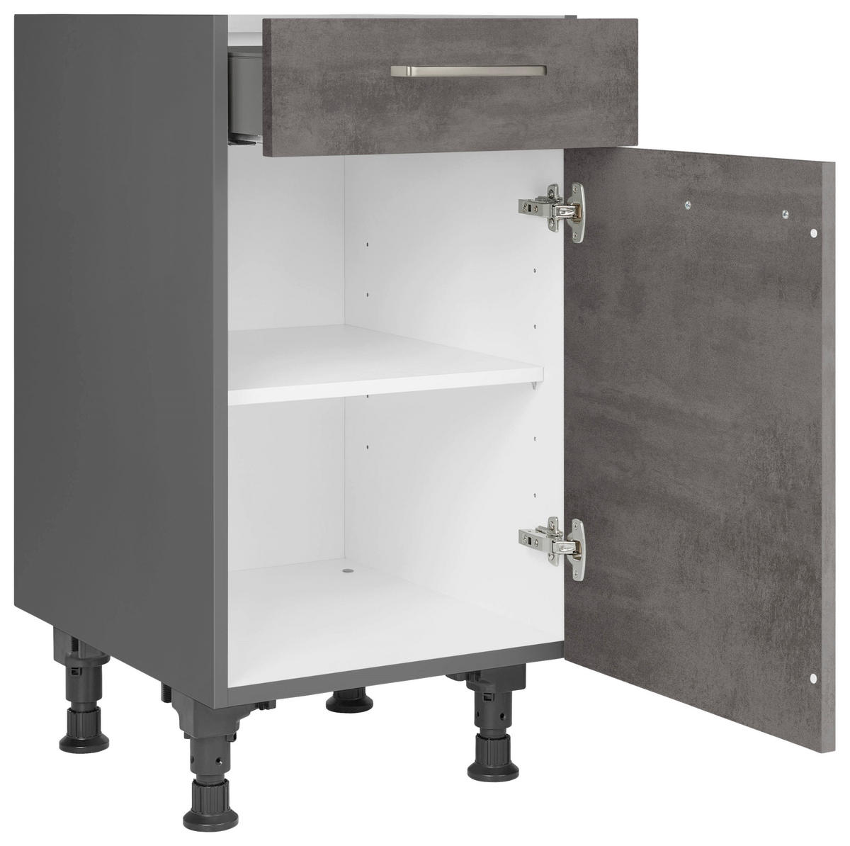 SCHUBKASTENUNTERSCHRANK 45/87/56 cm  in Schieferfarben  - Schieferfarben/Edelstahlfarben, MODERN, Holzwerkstoff/Metall (45/87/56cm) - Nobilia