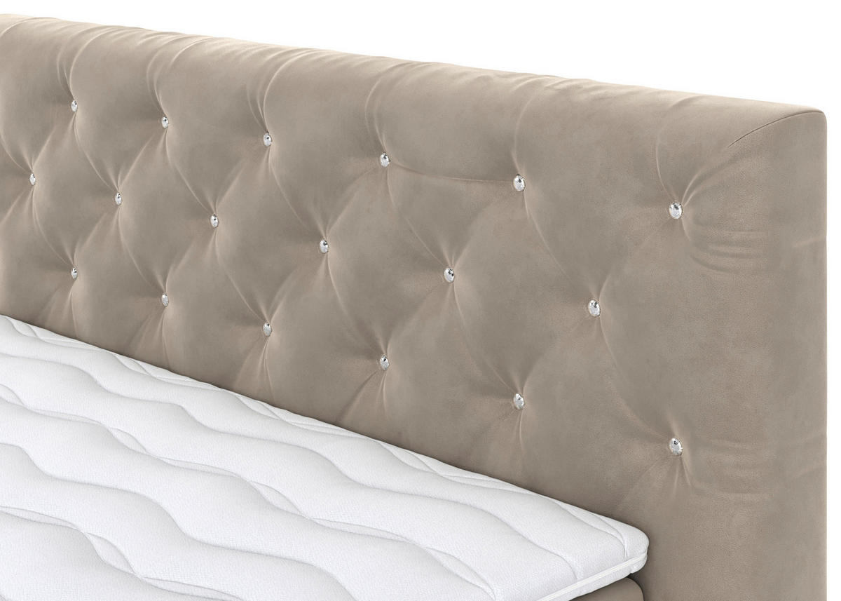 BOXSPRINGBETT 140/200 cm  in Beige  - Beige/Schwarz, Holzwerkstoff/Textil (140/200cm) - MID.YOU