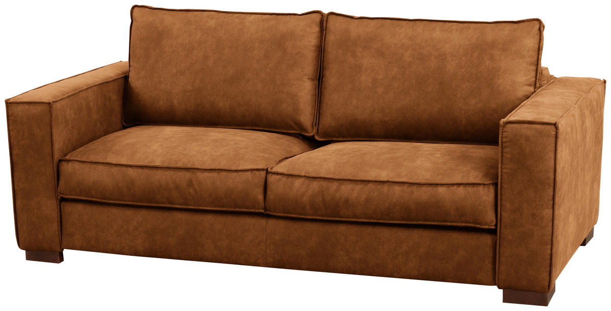 SCHLAFSOFA in Mikrofaser Cognac  - Cognac/Dunkelbraun, Design, Holz/Textil (203/85/99cm) - MID.YOU