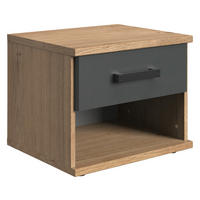 NOČNA OMARICA, barve grafita, barve hrasta  - barve hrasta/barve grafita, Design, leseni material (46/38/40cm) - Hom`in