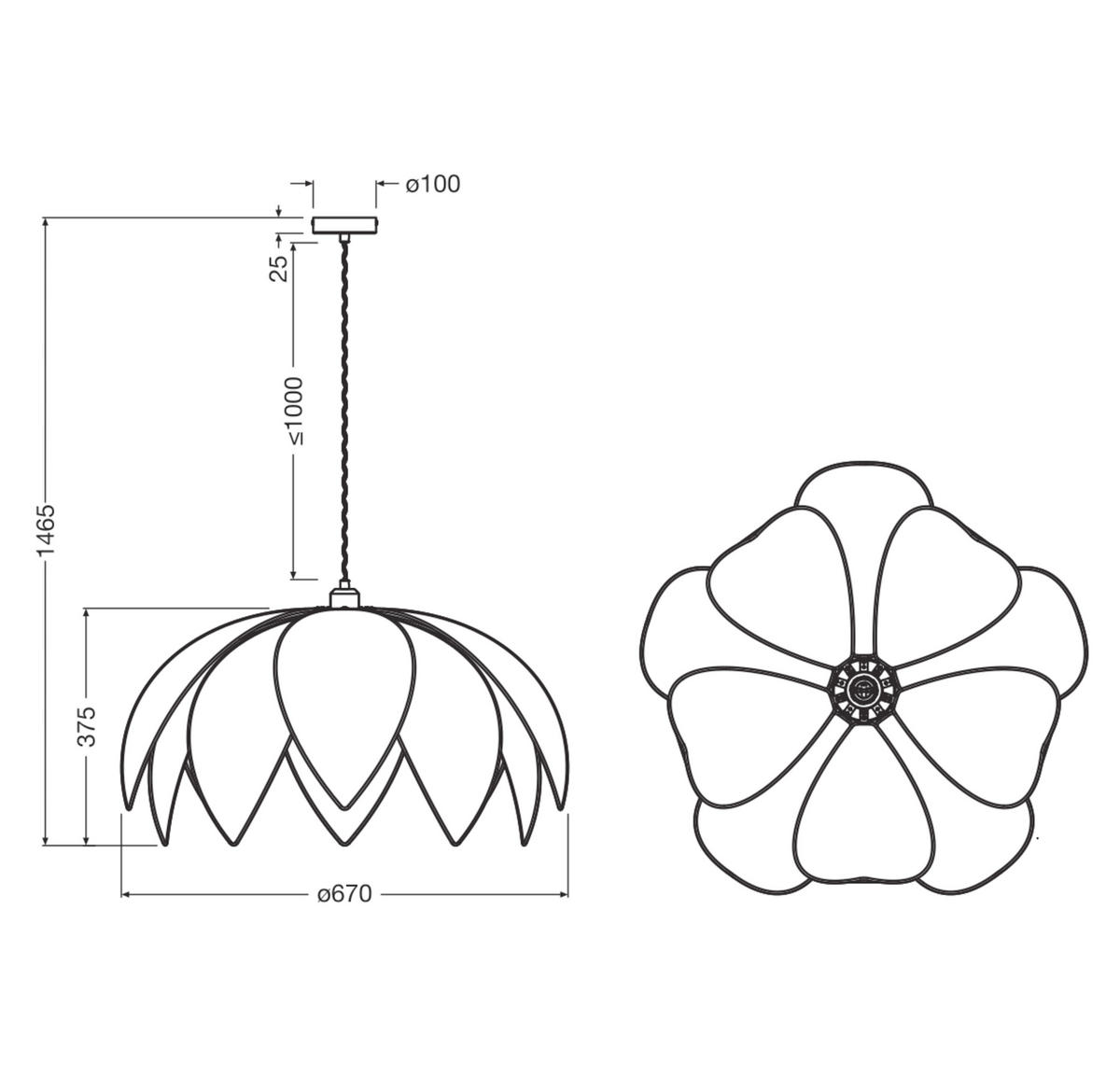 HÄNGELEUCHTE 67/146,5 cm  - Beige, Basics, Holz/Metall (67/146,5cm) - Osram