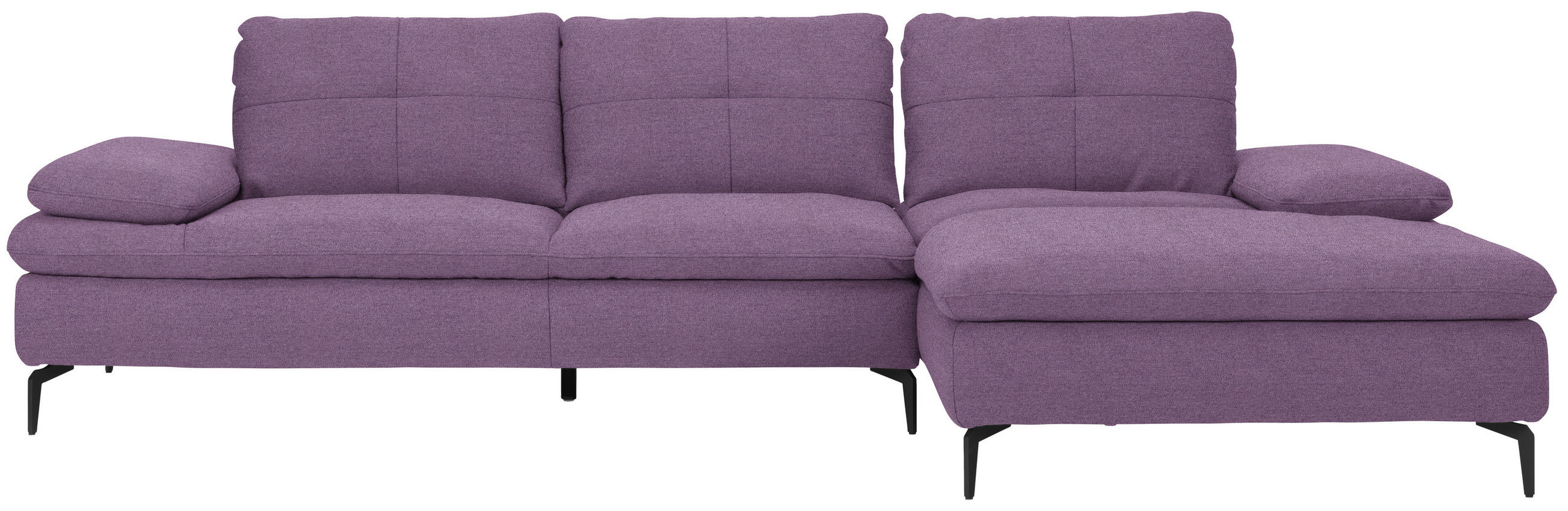 ECKSOFA in Webstoff Lila  - Lila/Schwarz, Design, Textil/Metall (301/179cm) - Chilliano