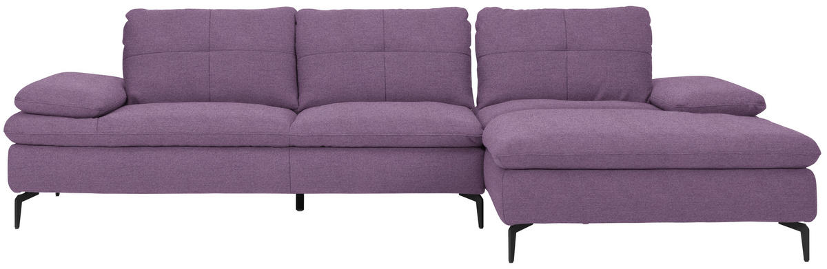ECKSOFA in Webstoff Lila  - Lila/Schwarz, Design, Textil/Metall (301/179cm) - Chilliano