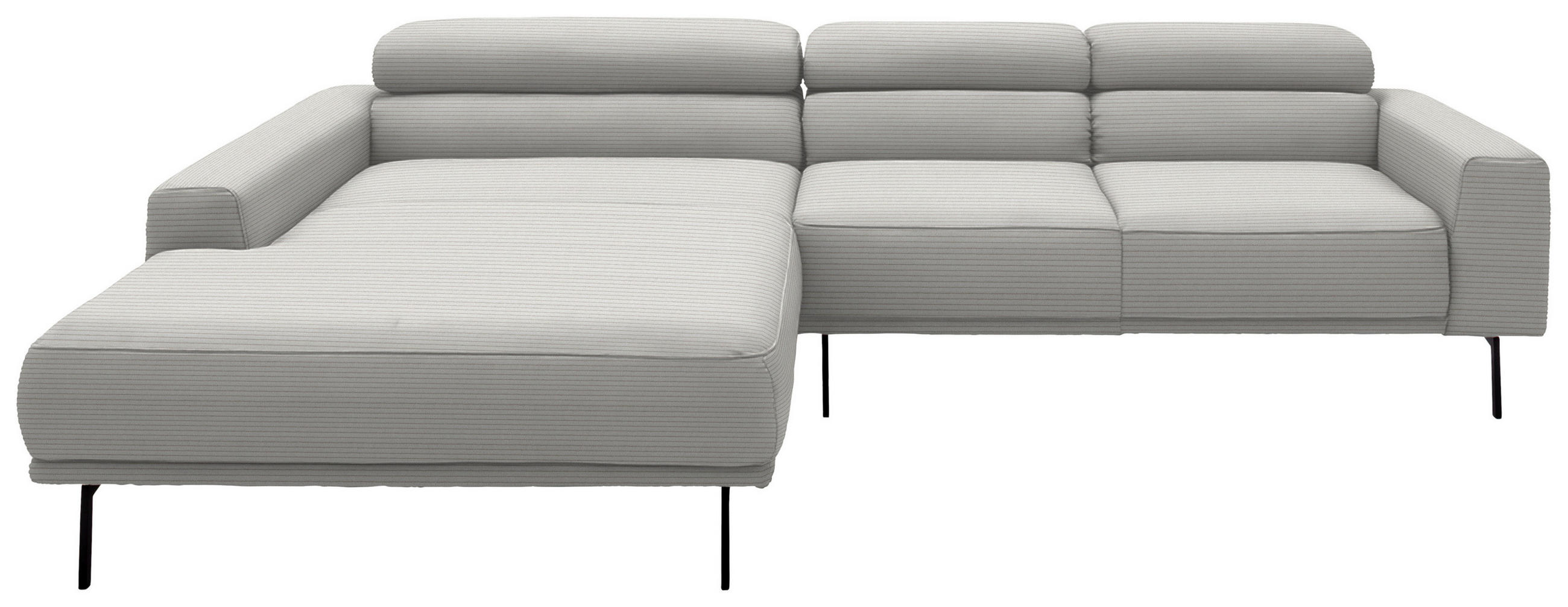 ECKSOFA Cord Greige  - Greige/Schwarz, Design, Textil/Metall (215-217/293cm) - Schöner Wohnen