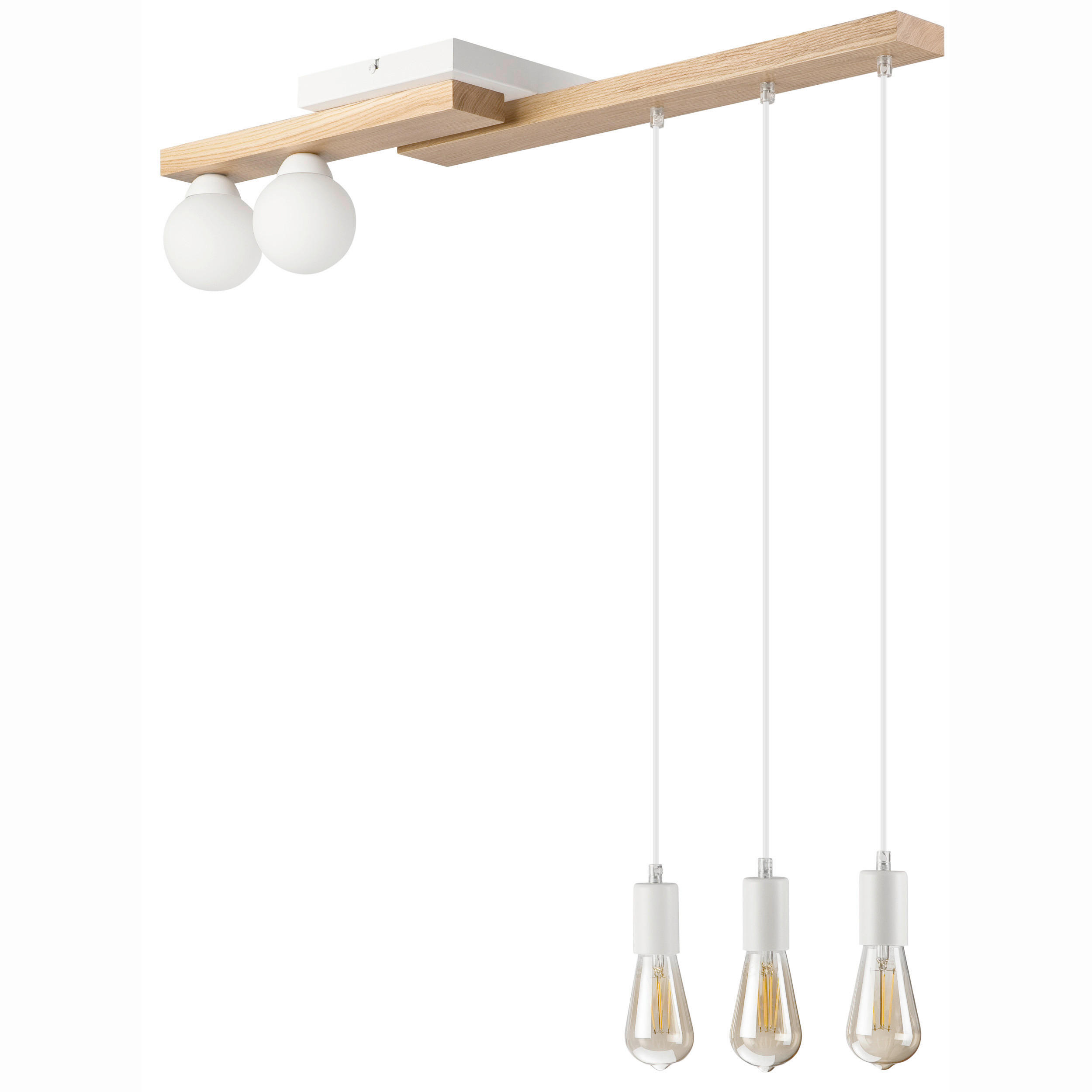 HÄNGELEUCHTE Cortina 84/84 cm  - Honigeiche/Weiß, Design, Holz/Metall (84/84cm)