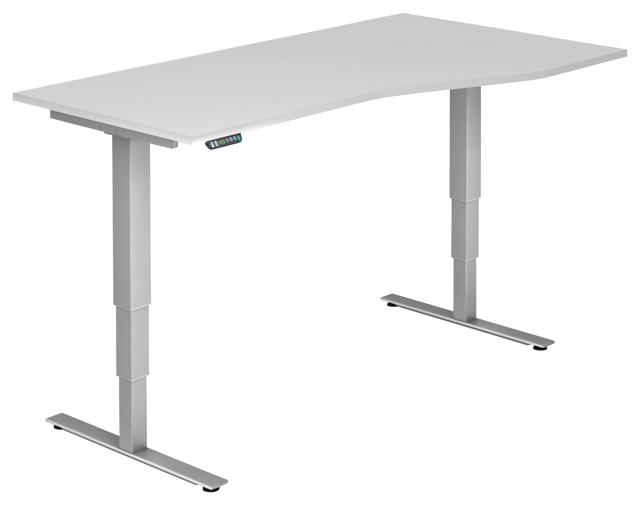 SCHREIBTISCH 180/80-100/63,5-128,5 cm Silberfarben, Weiß elektrisch höhenverstellbar  - Silberfarben/Weiß, KONVENTIONELL, Holzwerkstoff/Metall (180/80-100/63,5-128,5cm) - Venda