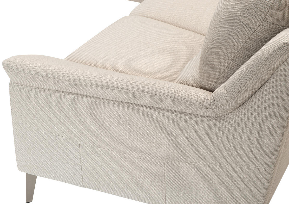 SOFA in Webstoff Beige  - Chromfarben/Beige, Konventionell, Textil/Metall (163/326/256cm) - Livetastic