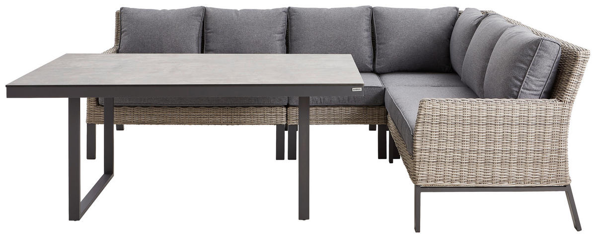 LOUNGEGARNITUR 259/199 cm Aluminium  - Dunkelgrau/Hellgrau, Design, Kunststoff/Textil (259/199cm) - Amatio