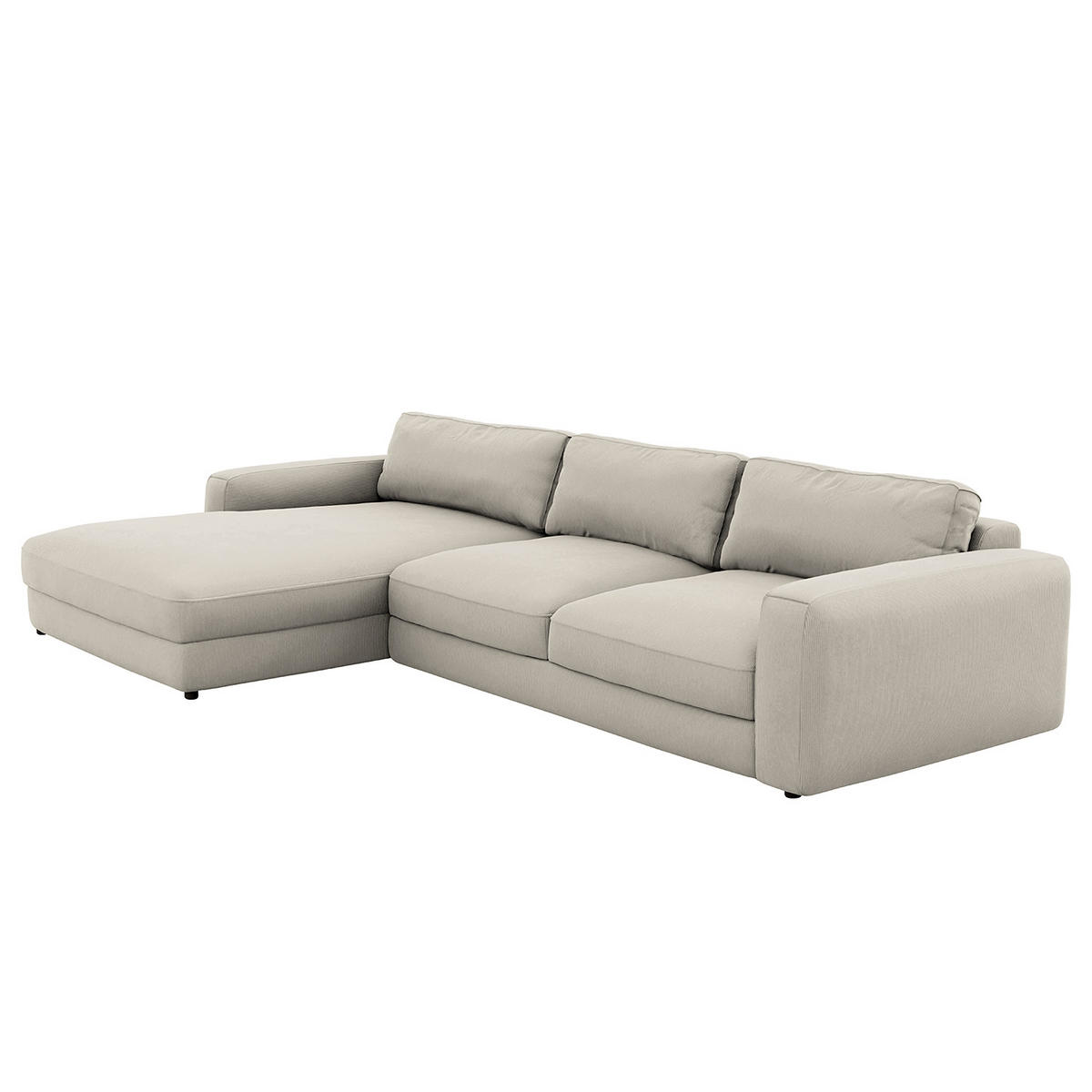 ECKSOFA in Cord Grau  - Schwarz/Grau, Modern, Textil (176/84/303cm) - Trendmanufaktur