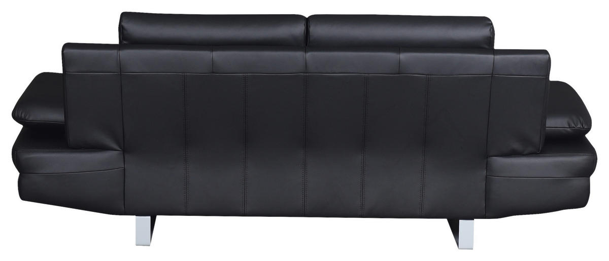 2-SITZER-SOFA in Lederlook Schwarz  - Schwarz/Grau, Design, Textil/Metall (198/78/88cm) - MID.YOU