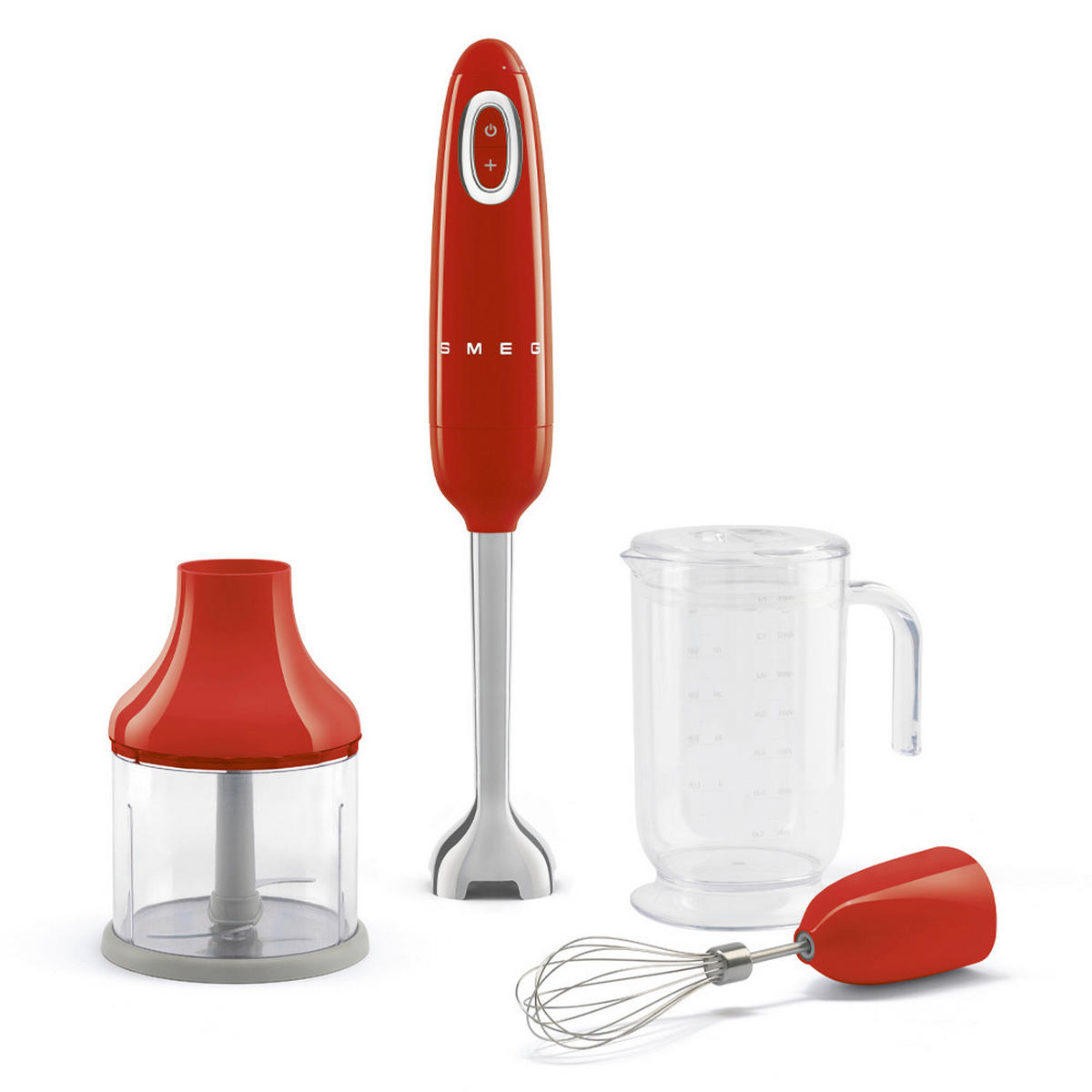 STABMIXER-SET 5-teilig  - Kirschrot, Trend, Kunststoff/Metall (6.5/41.4/6.5cm) - SMEG
