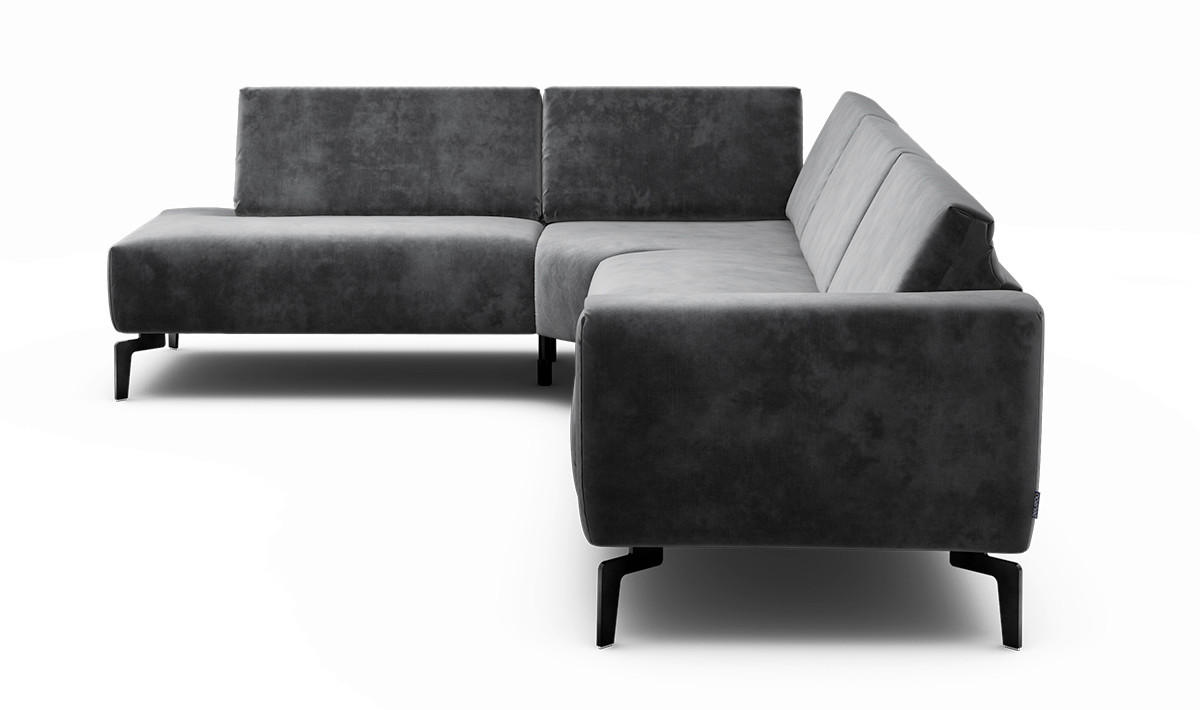 ECKSOFA Cosy Anthrazit Samt  - Anthrazit/Schwarz, Design, Textil/Metall (213/296cm) - SENSOO