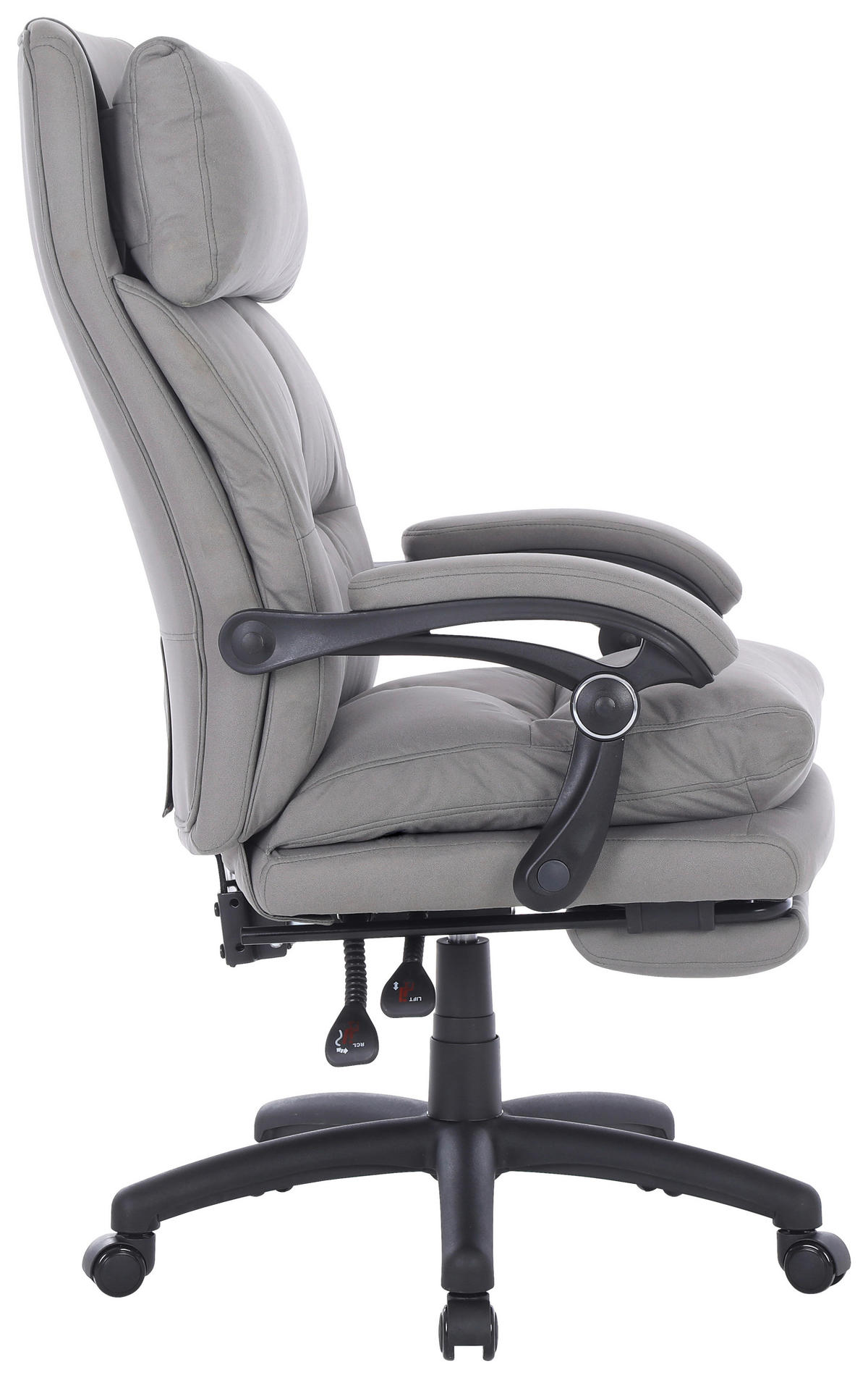 CHEFSESSEL Mikrofaser Grau  - Schwarz/Grau, MODERN, Kunststoff/Textil (66/116-124/71.5cm) - MID.YOU
