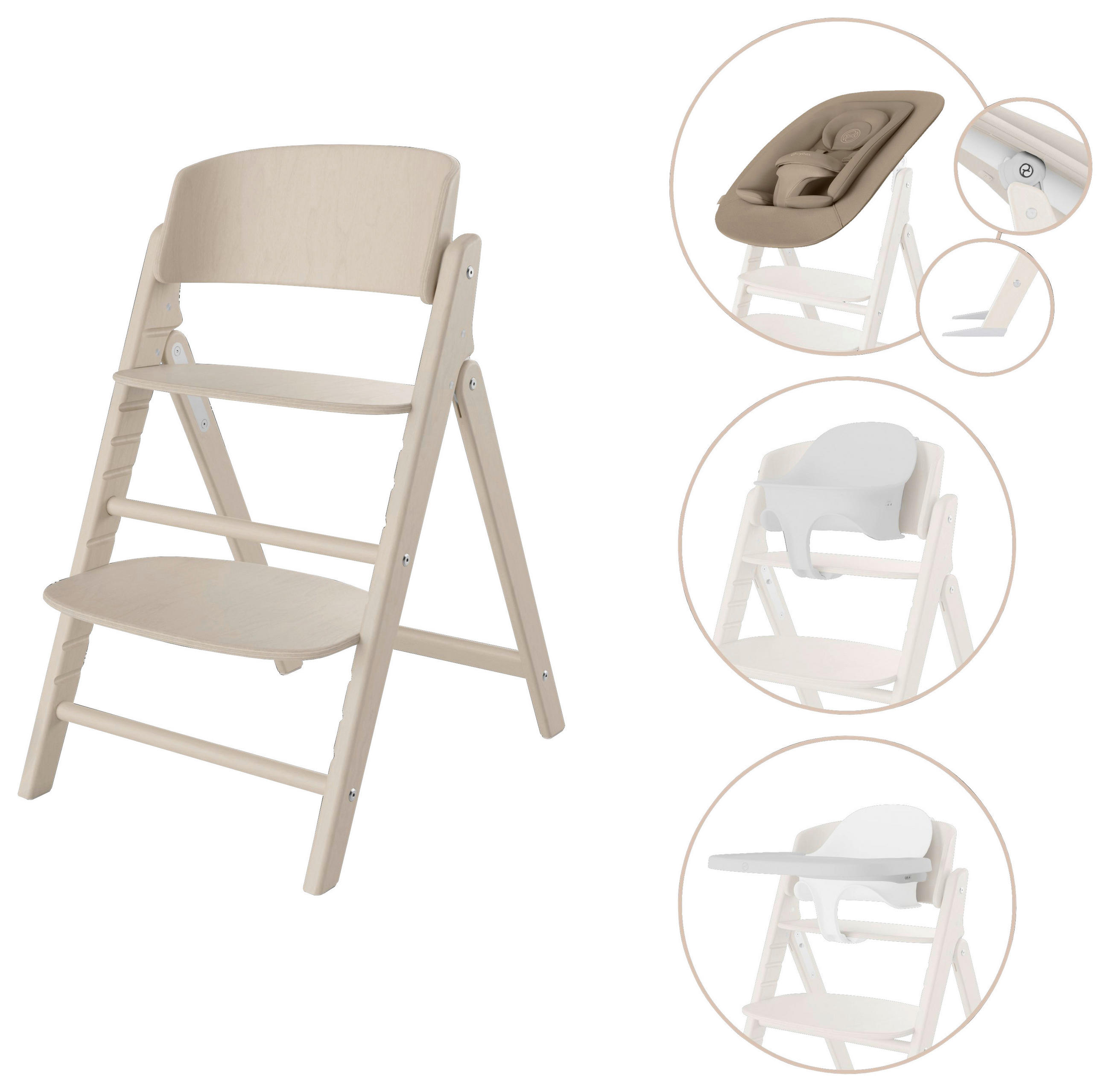 ETETŐSZÉK Click & Fold  - natúr színű, Basics, műanyag/textil (62,6/47,3/81,5cm) - cybex GOLD