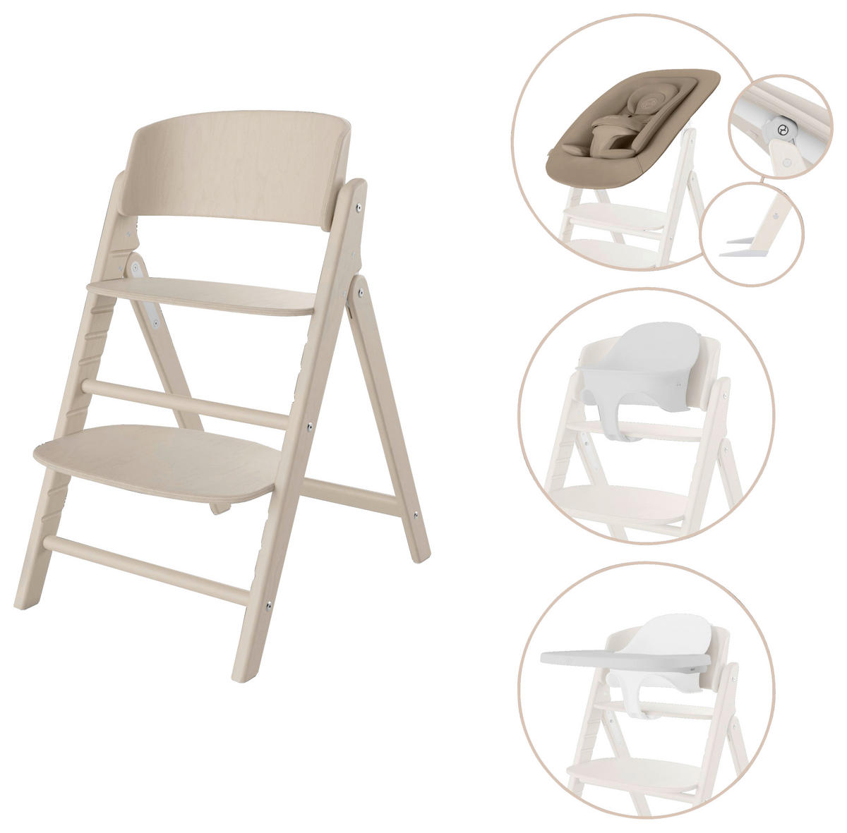 ETETŐSZÉK Click & Fold  - natúr színű, Basics, műanyag/textil (62,6/47,3/81,5cm) - cybex GOLD