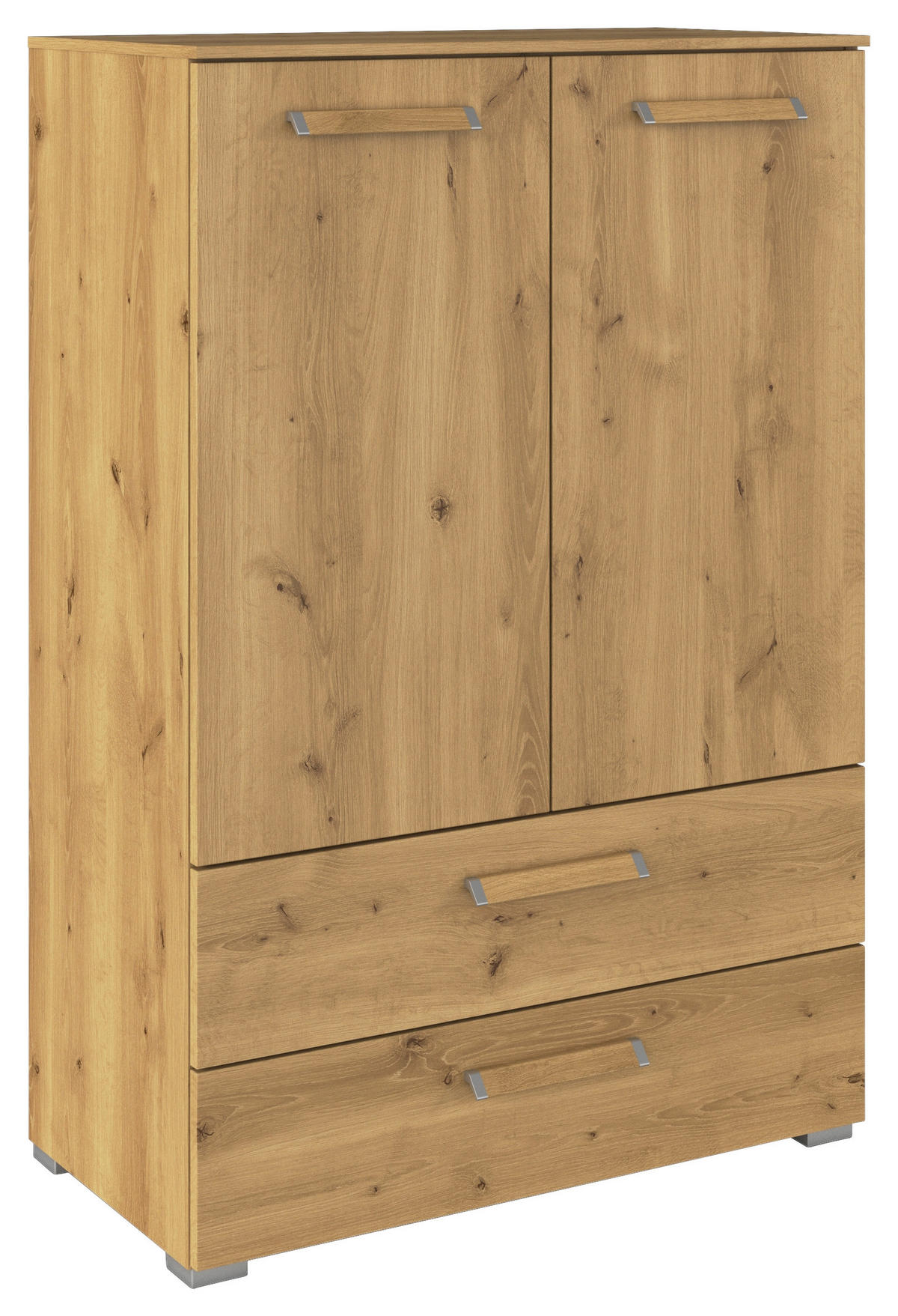 KOMMODE  in 80/119/42 cm  - Eichefarben/Silberfarben, Design, Holzwerkstoff/Kunststoff (80/119/42cm) - Novel