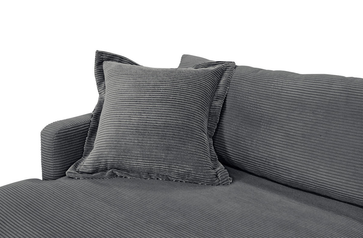 ECKSOFA in Cord Graphitfarben  193/268 cm  - Schwarz/Graphitfarben, Design, Textil/Metall (193/268cm) - P & B
