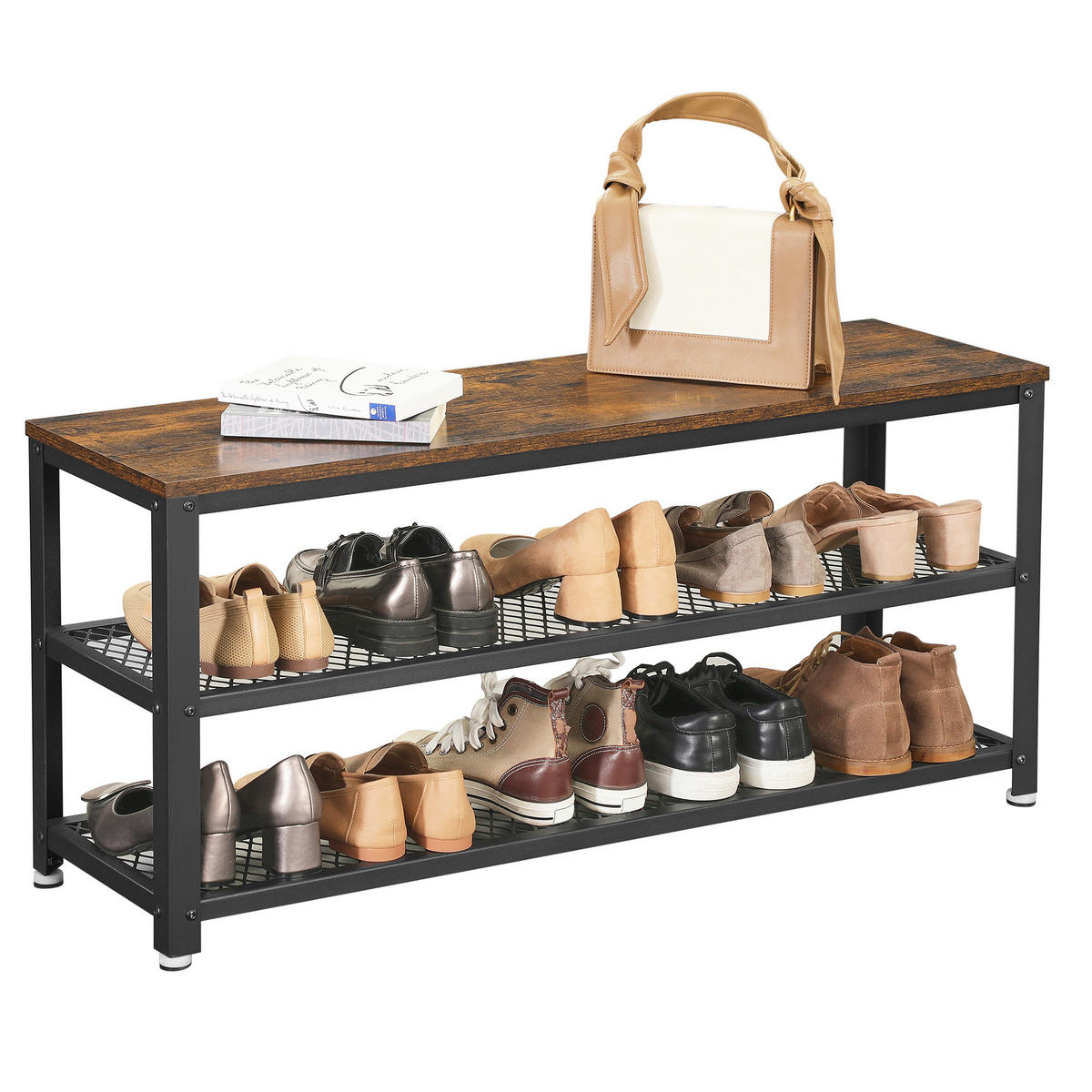 SCHUHREGAL Braun, Schwarz  - Schwarz/Braun, Trend, Holzwerkstoff/Metall (100/45/30cm) - Boxxx