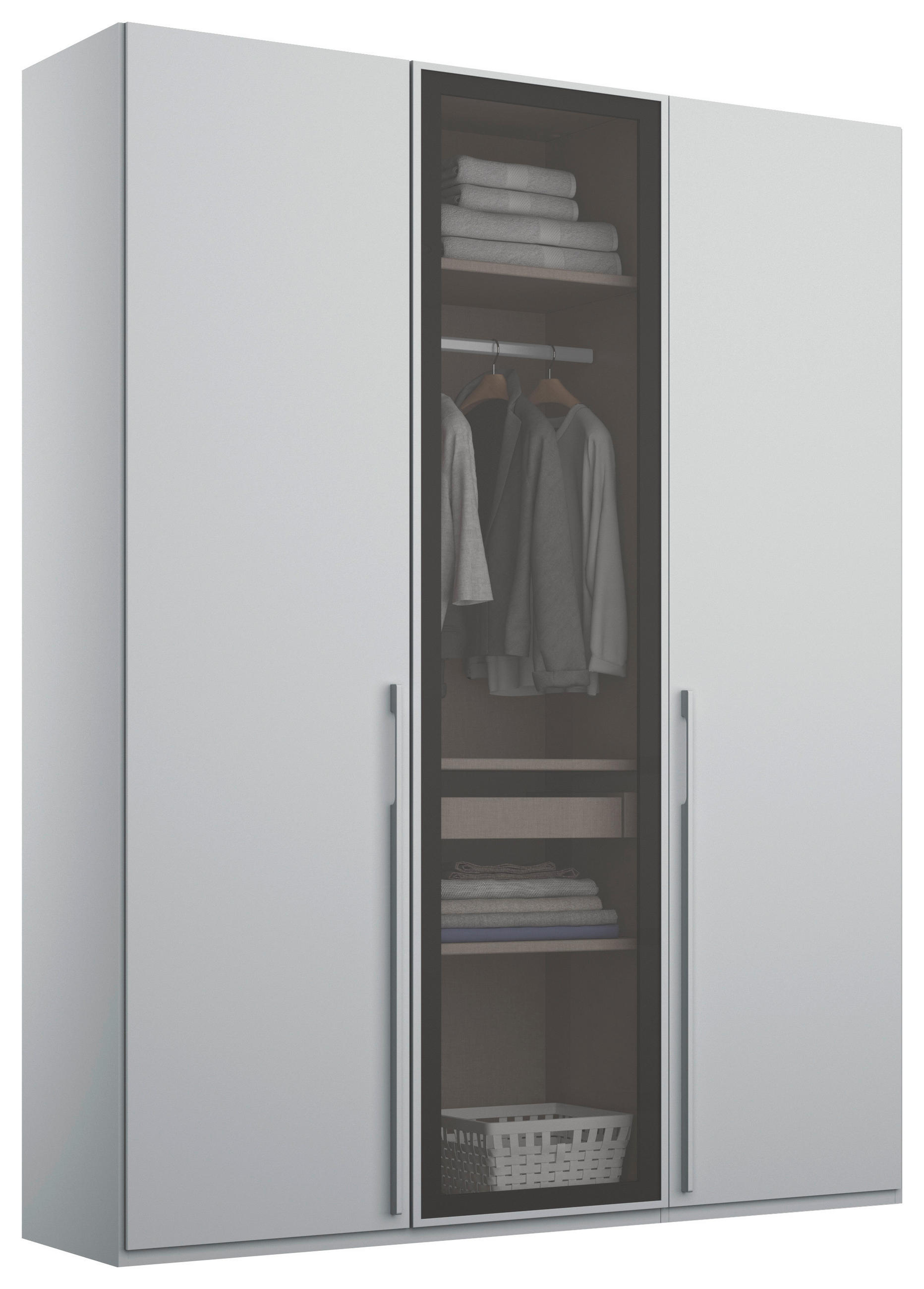 DREHTÜRENSCHRANK 151/235/60 cm,  in Grau, Hellgrau, 3 Tür(en)  - Hellgrau/Grau, Trend, Glas/Holzwerkstoff (151/235/60cm) - Novel