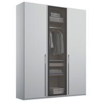 DREHTÜRENSCHRANK 151/223/60 cm,  in Grau, Hellgrau, 3 Tür(en)  - Hellgrau/Grau, Trend, Glas/Holzwerkstoff (151/223/60cm) - Novel