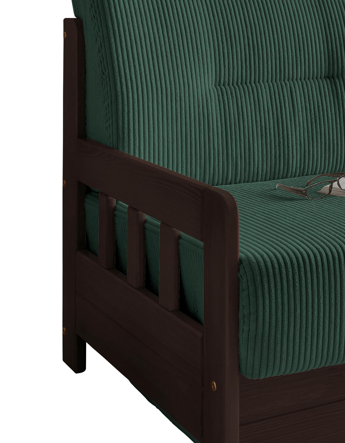 SCHLAFSOFA in Cord Nussbaumfarben, Dunkelgrün  - Dunkelgrün/Nussbaumfarben, MODERN, Holz/Textil (154/88/90cm) - Livetastic