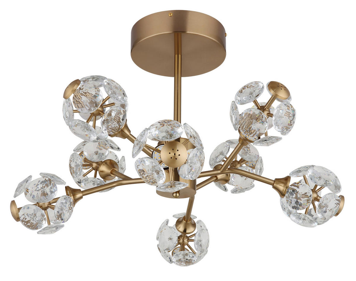 STROPNA LED-SVETILKA  VIRINA //3000 K/230 V/ - zlate barve/prozorno, Konvencionalno, kovina/steklo (65/38cm) - Globo