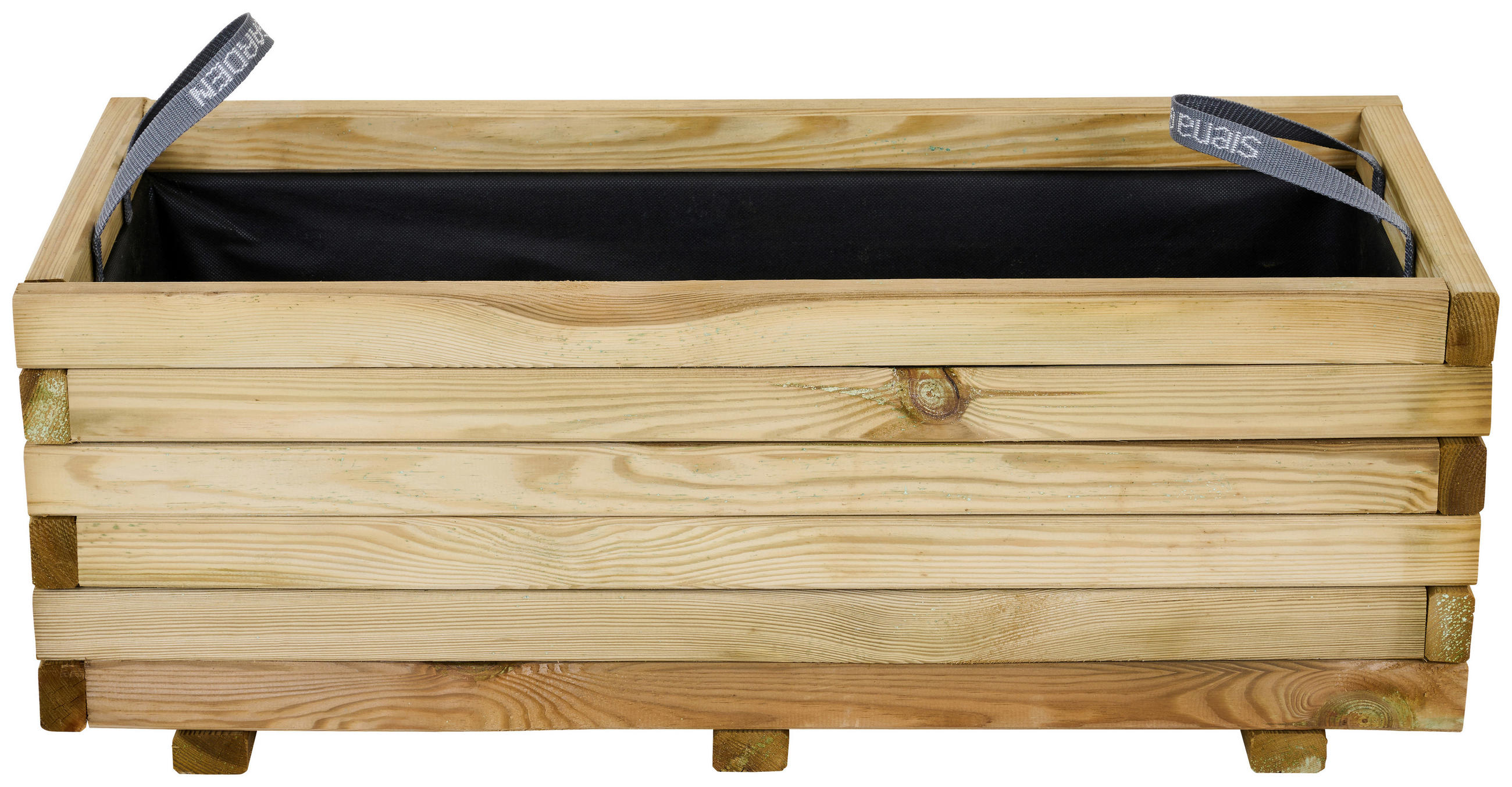 BLUMENKASTEN  - Schwarz/Kieferfarben, Basics, Holz/Textil (90/40/33cm) - Siena Garden