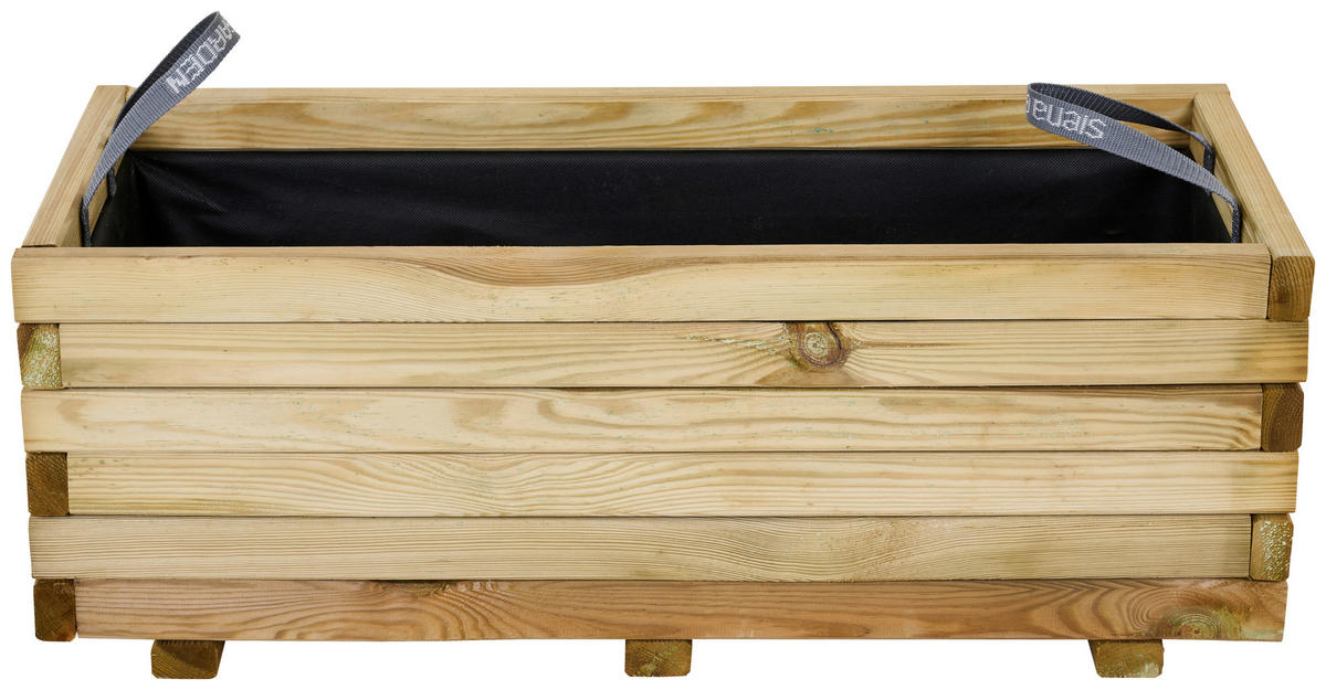 BLUMENKASTEN  - Schwarz/Kieferfarben, Basics, Holz/Textil (90/40/33cm) - Siena Garden