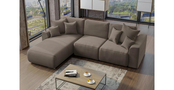 ECKSOFA Taupe Cord  - Taupe/Chromfarben, KONVENTIONELL, Kunststoff/Textil (195/293cm) - Carryhome