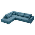 ECKSOFA in Cord Blau  - Blau/Schwarz, KONVENTIONELL, Kunststoff/Textil (250/314cm) - Carryhome