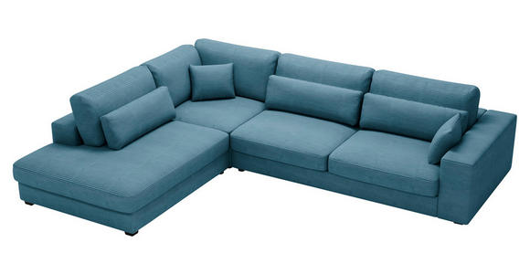 ECKSOFA in Cord Blau  - Blau/Schwarz, KONVENTIONELL, Kunststoff/Textil (250/314cm) - Carryhome