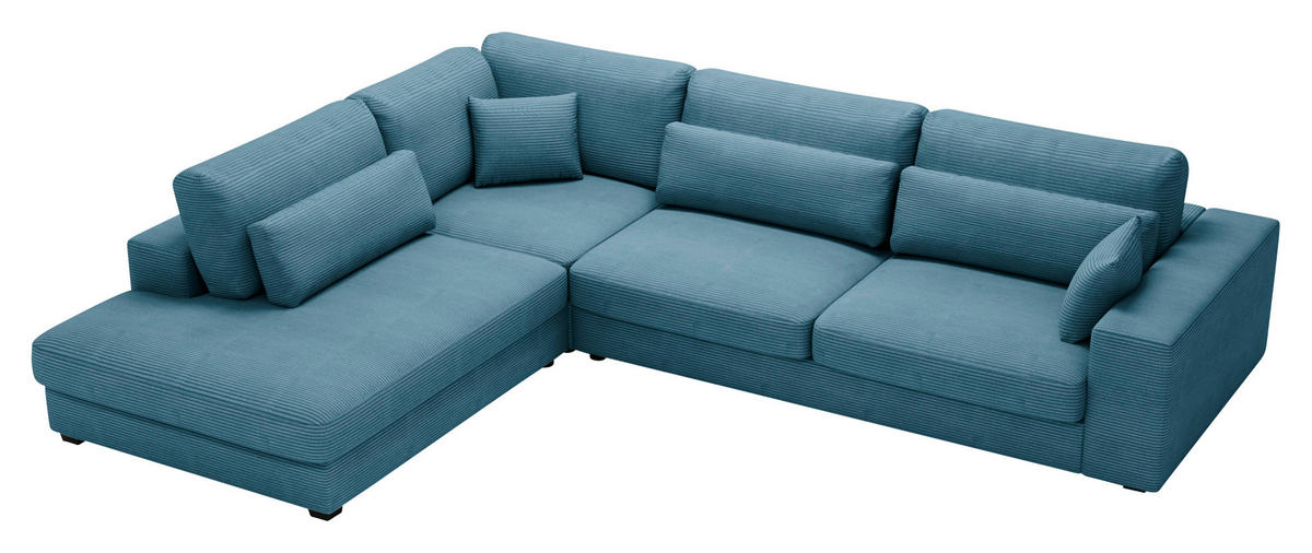 ECKSOFA Blau Cord  - Blau/Schwarz, KONVENTIONELL, Kunststoff/Textil (250/314cm) - Carryhome