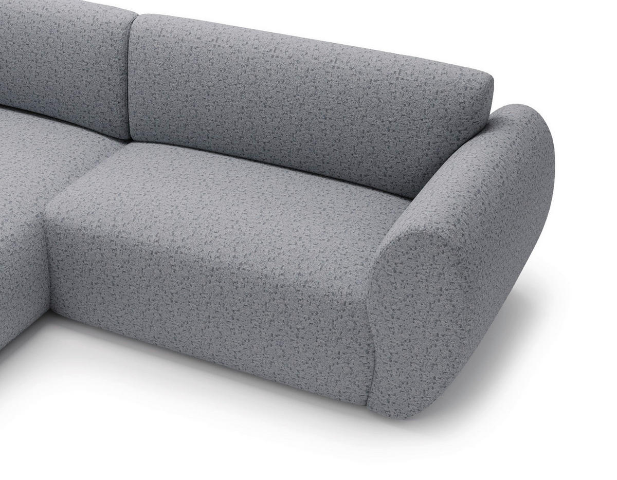 ECKSOFA SOLIS in Chenille Hellgrau  170/288 cm  - Hellgrau/Schwarz, Design, Kunststoff/Textil (170/288cm) - Livetastic