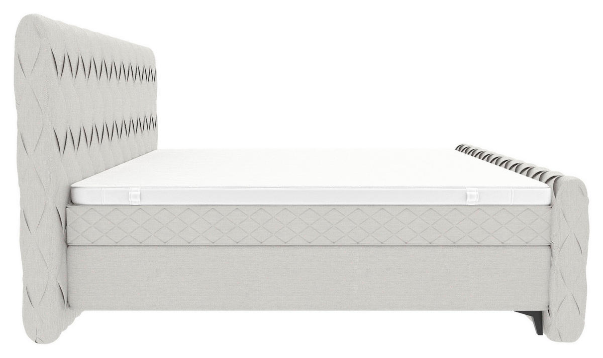 BOXSPRINGBETT 180/200 cm  in Hellgrau  - Hellgrau/Schwarz, Design, Textil/Metall (180/200cm) - Boxxx