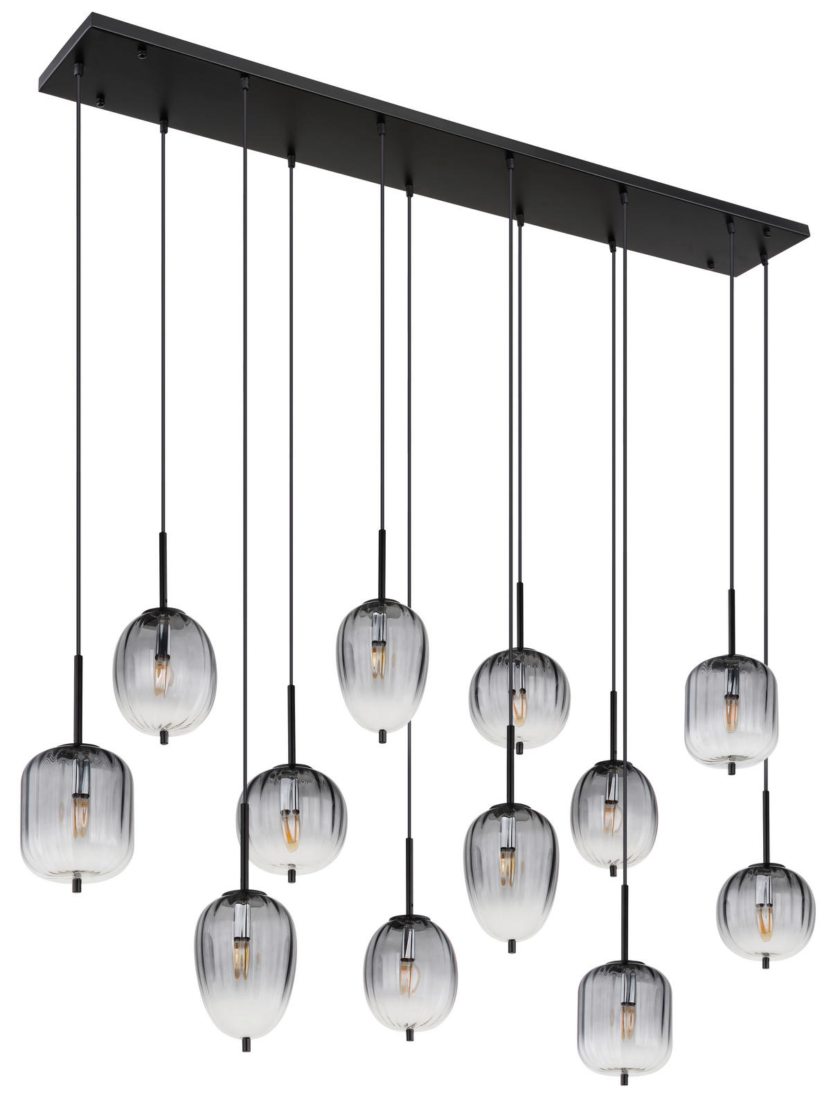 HÄNGELEUCHTE 160/34/130 cm    - Klar/Schwarz, Design, Glas/Kunststoff (160/34/130cm) - Globo