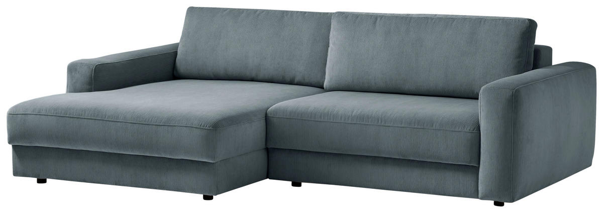ECKSOFA in Cord Blaugrau  176/250 cm  - Blaugrau/Schwarz, MODERN, Textil (176/250cm) - Trendmanufaktur
