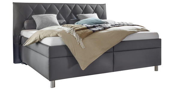 POLSTERBETT 180/200 cm in Anthrazit - Anthrazit/Silberfarben, KONVENTIONELL, Holz/Textil (180/200cm) - Esposa